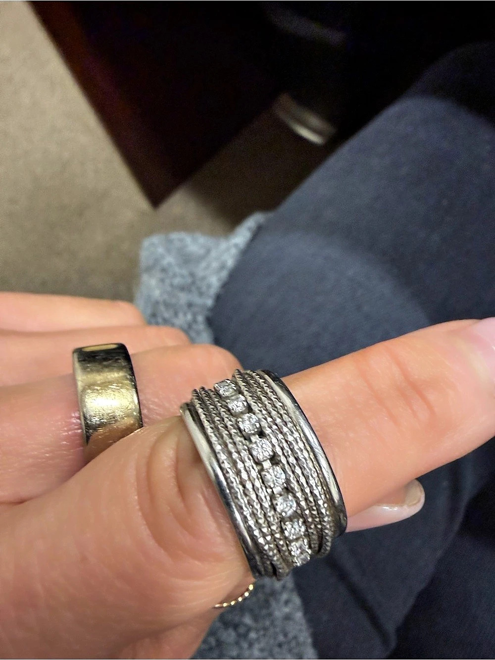 Italuan 925 Sterling Silver Multi-Band Ring w CZ’s Size 6.25
